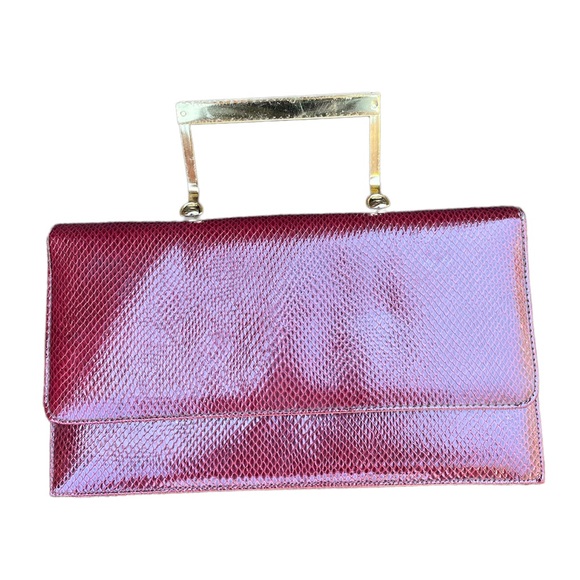 Vintage Handbags - Vintage red snakeskin bag